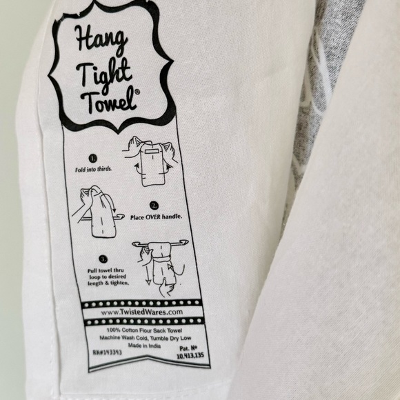 NWT Adulting is Bullshit Printed "Hang Tight" Kitchen Towel: White & Black - Picture 3 of 11
